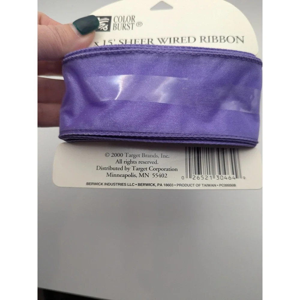 2 Vtg Color Burst Purple Sheer Wired Ribbon 2 Inch x‎ 15 Feet Crafting Decor